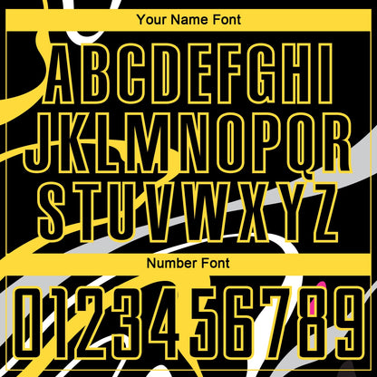 Custom Black Gold Fluid Shapes Sublimation Soccer Uniform Jersey - Sky-Custom