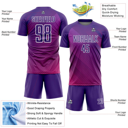 Custom Purple White Lines Sublimation Soccer Uniform Jersey - Sky-Custom