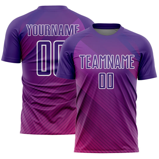 Custom Purple White Lines Sublimation Soccer Uniform Jersey - Sky-Custom
