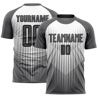 Custom Gray White-Black Lines Sublimation Soccer Uniform Jersey - Sky-Custom