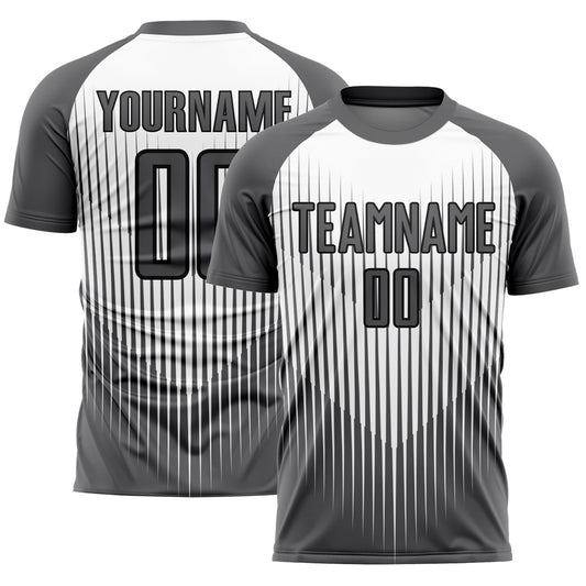 Custom Gray White-Black Lines Sublimation Soccer Uniform Jersey - Sky-Custom