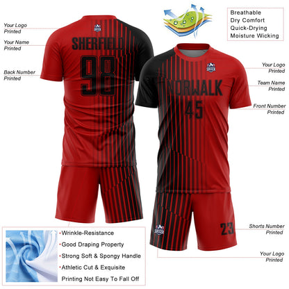 Custom Red Black Lines Sublimation Soccer Uniform Jersey - Sky-Custom