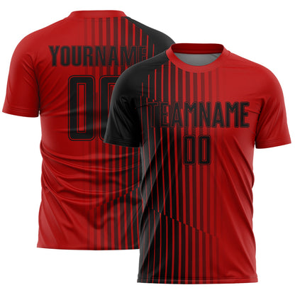 Custom Red Black Lines Sublimation Soccer Uniform Jersey - Sky-Custom
