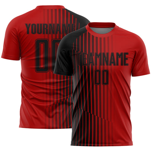 Custom Red Black Lines Sublimation Soccer Uniform Jersey - Sky-Custom