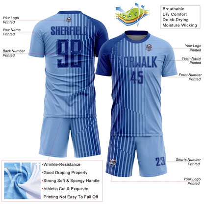 Custom Light Blue Royal Lines Sublimation Soccer Uniform Jersey - Sky-Custom