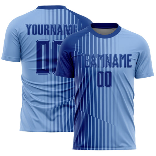 Custom Light Blue Royal Lines Sublimation Soccer Uniform Jersey - Sky-Custom