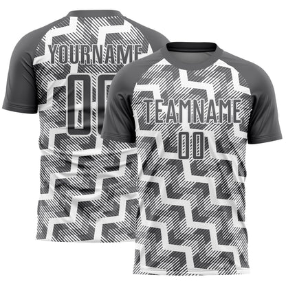 Custom Steel Gray White Lines Sublimation Soccer Uniform Jersey - Sky-Custom