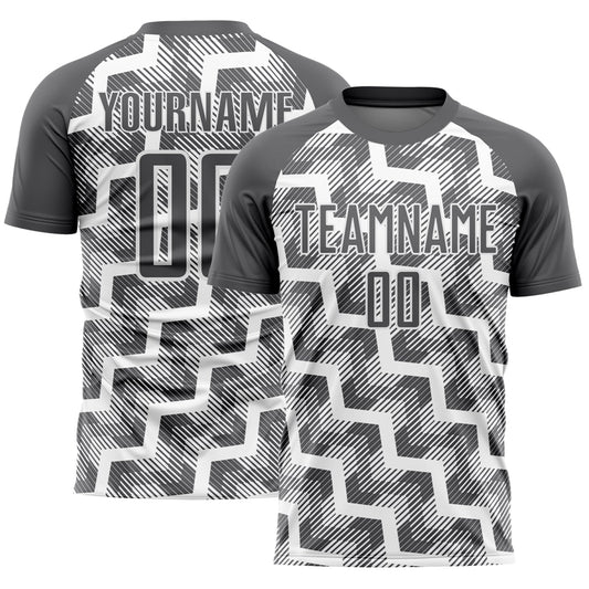 Custom Steel Gray White Lines Sublimation Soccer Uniform Jersey - Sky-Custom