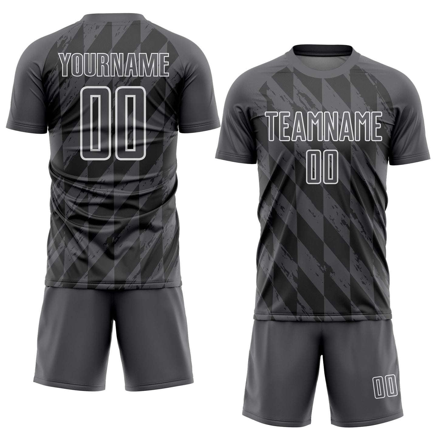 Custom Steel Gray White Geometric Shapes Sublimation Soccer Uniform Jersey - Sky-Custom