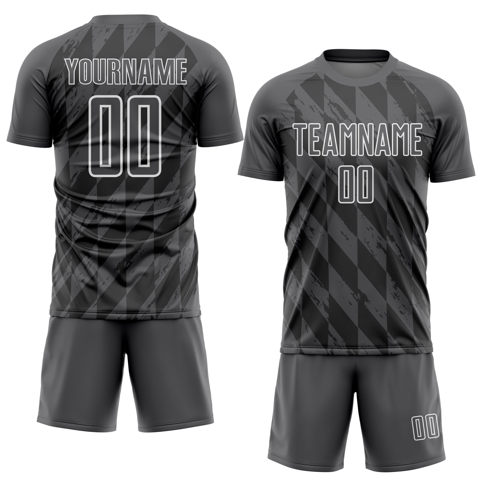 Custom Steel Gray White Geometric Shapes Sublimation Soccer Uniform Jersey - Sky-Custom