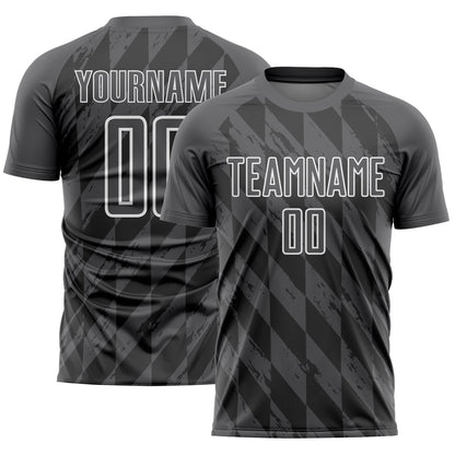 Custom Steel Gray White Geometric Shapes Sublimation Soccer Uniform Jersey - Sky-Custom