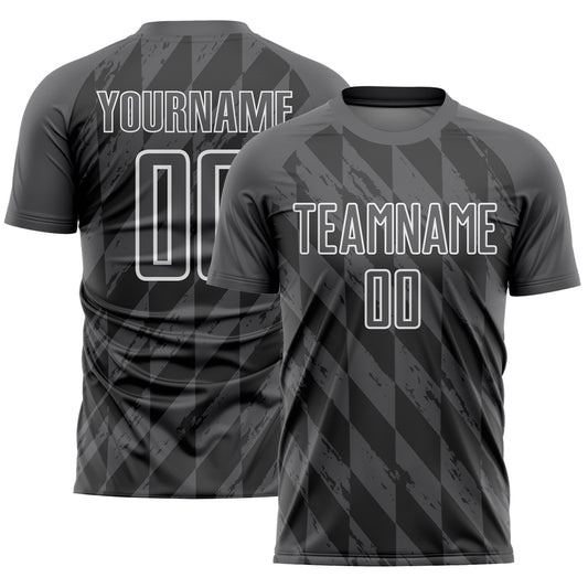Custom Steel Gray White Geometric Shapes Sublimation Soccer Uniform Jersey - Sky-Custom