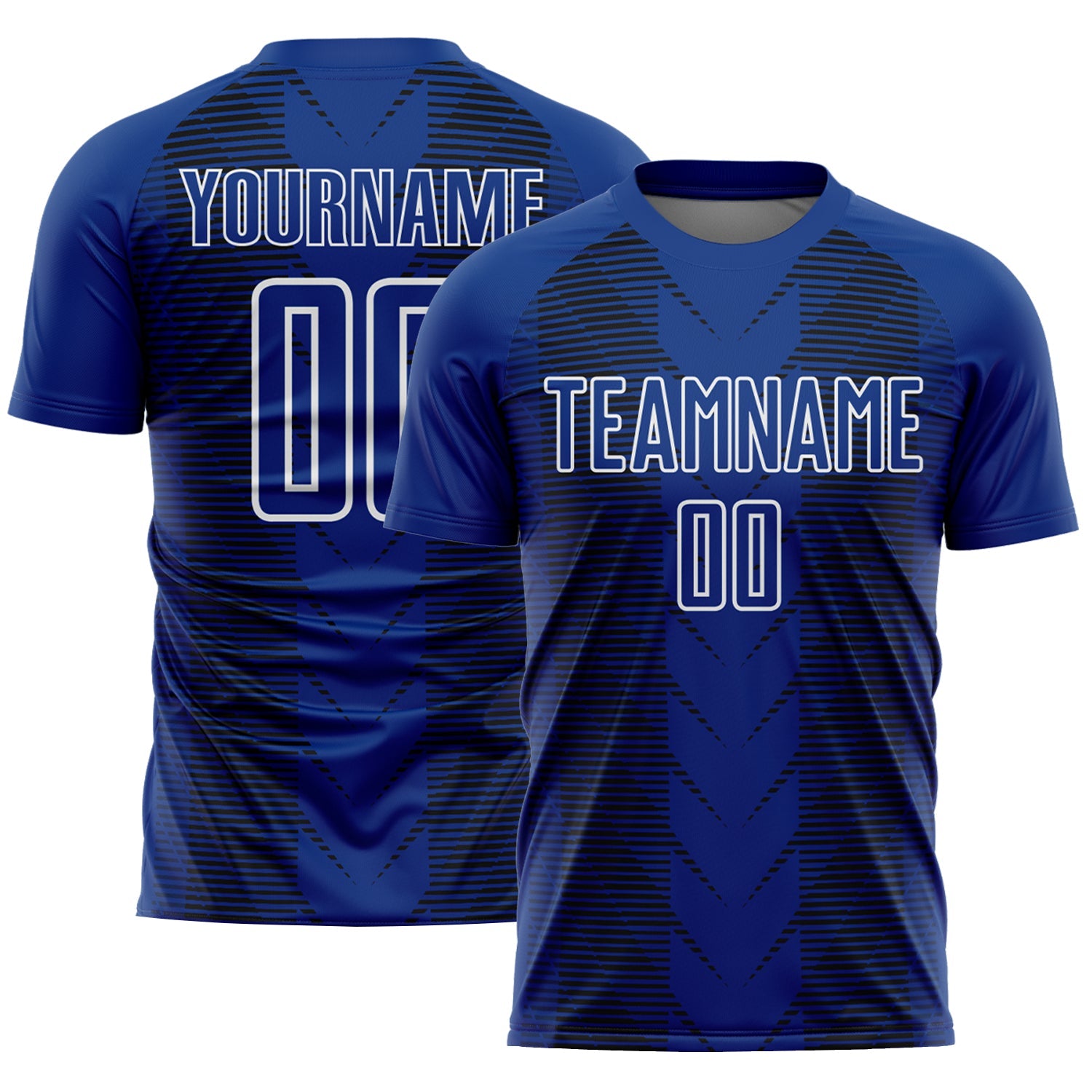 Custom US Navy Blue Black-White Lines Sublimation Soccer Uniform Jersey - Sky-Custom