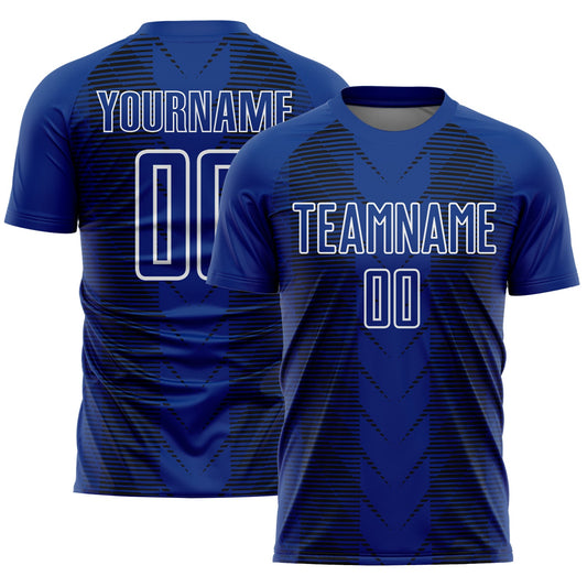 Custom US Navy Blue Black-White Lines Sublimation Soccer Uniform Jersey - Sky-Custom