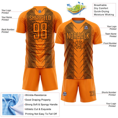 Custom Bay Orange Black Lines Sublimation Soccer Uniform Jersey - Sky-Custom