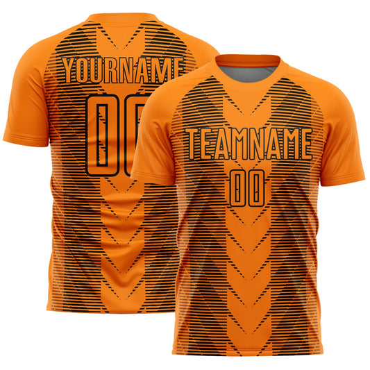 Custom Bay Orange Black Lines Sublimation Soccer Uniform Jersey - Sky-Custom