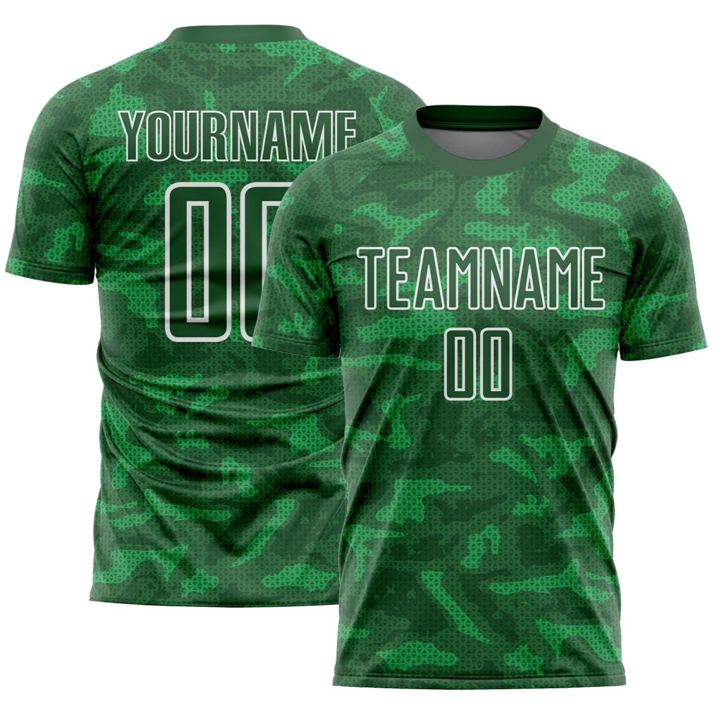 Custom Kelly Green White Geometric Shapes Sublimation Soccer Uniform Jersey - Sky-Custom