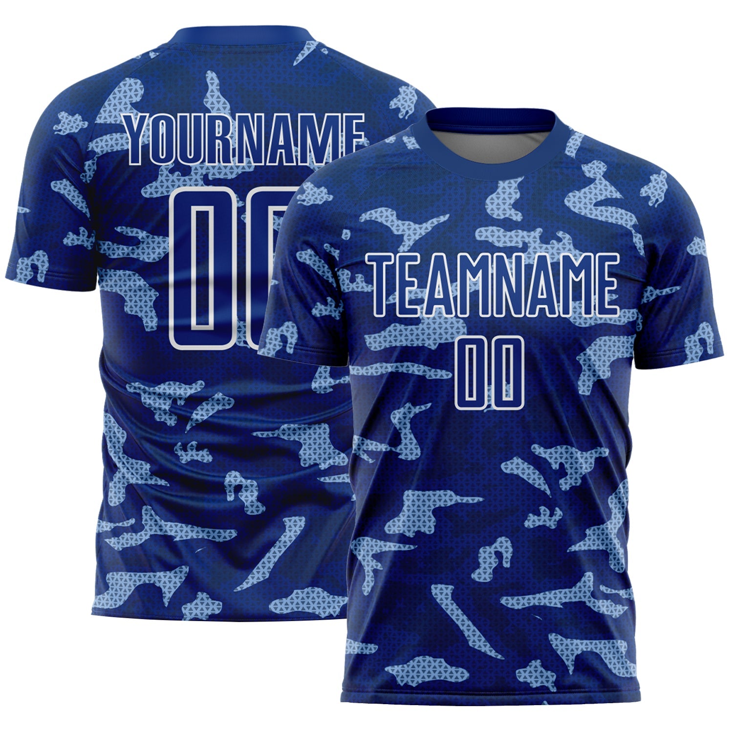 Custom Royal White Geometric Shapes Sublimation Soccer Uniform Jersey - Sky-Custom