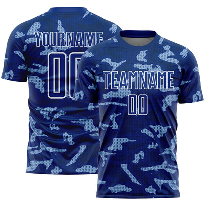 Custom Royal White Geometric Shapes Sublimation Soccer Uniform Jersey - Sky-Custom