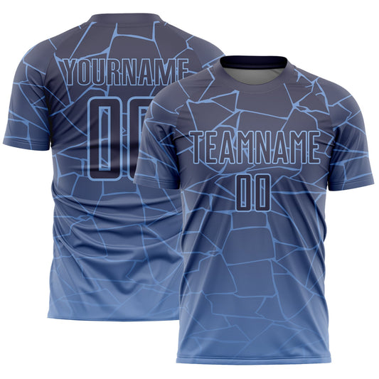 Custom Light Blue Gray Lines Sublimation Soccer Uniform Jersey - Sky-Custom