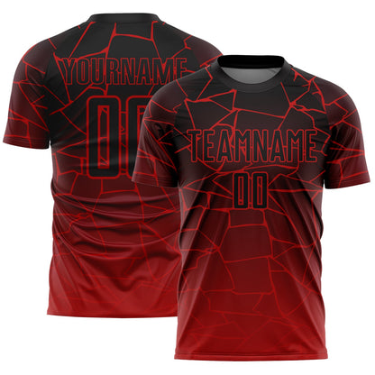 Custom Red Black Lines Sublimation Soccer Uniform Jersey - Sky-Custom