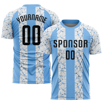 Custom Light Blue Black-White Sublimation Soccer Uniform Jersey - Sky-Custom