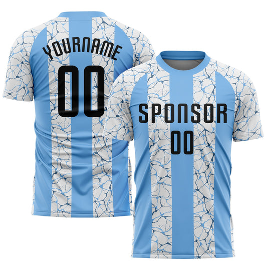 Custom Light Blue Black-White Sublimation Soccer Uniform Jersey - Sky-Custom