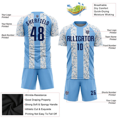 Custom Light Blue Navy-White Sublimation Soccer Uniform Jersey - Sky-Custom