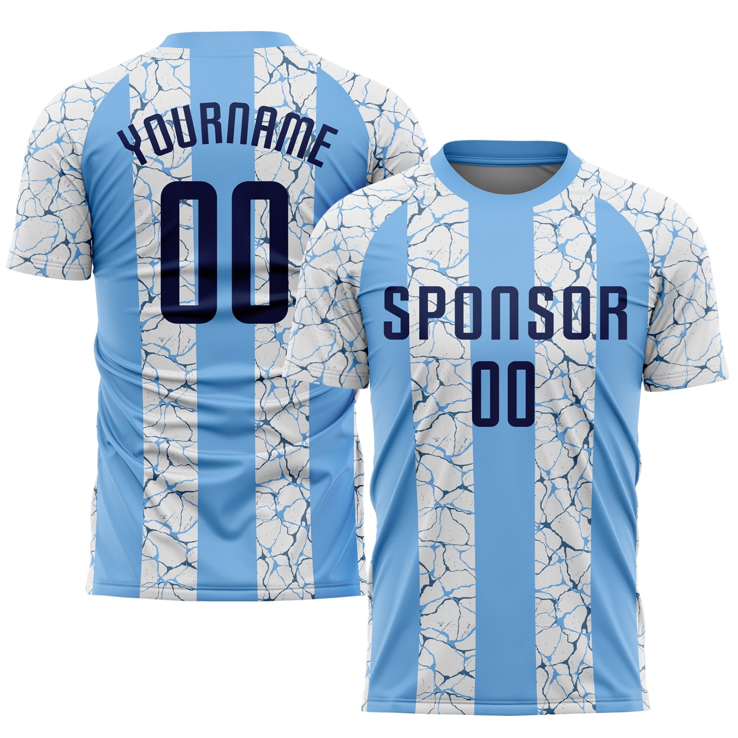 Custom Light Blue Navy-White Sublimation Soccer Uniform Jersey - Sky-Custom