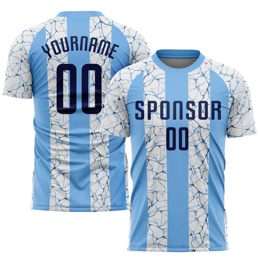 Custom Light Blue Navy-White Sublimation Soccer Uniform Jersey - Sky-Custom