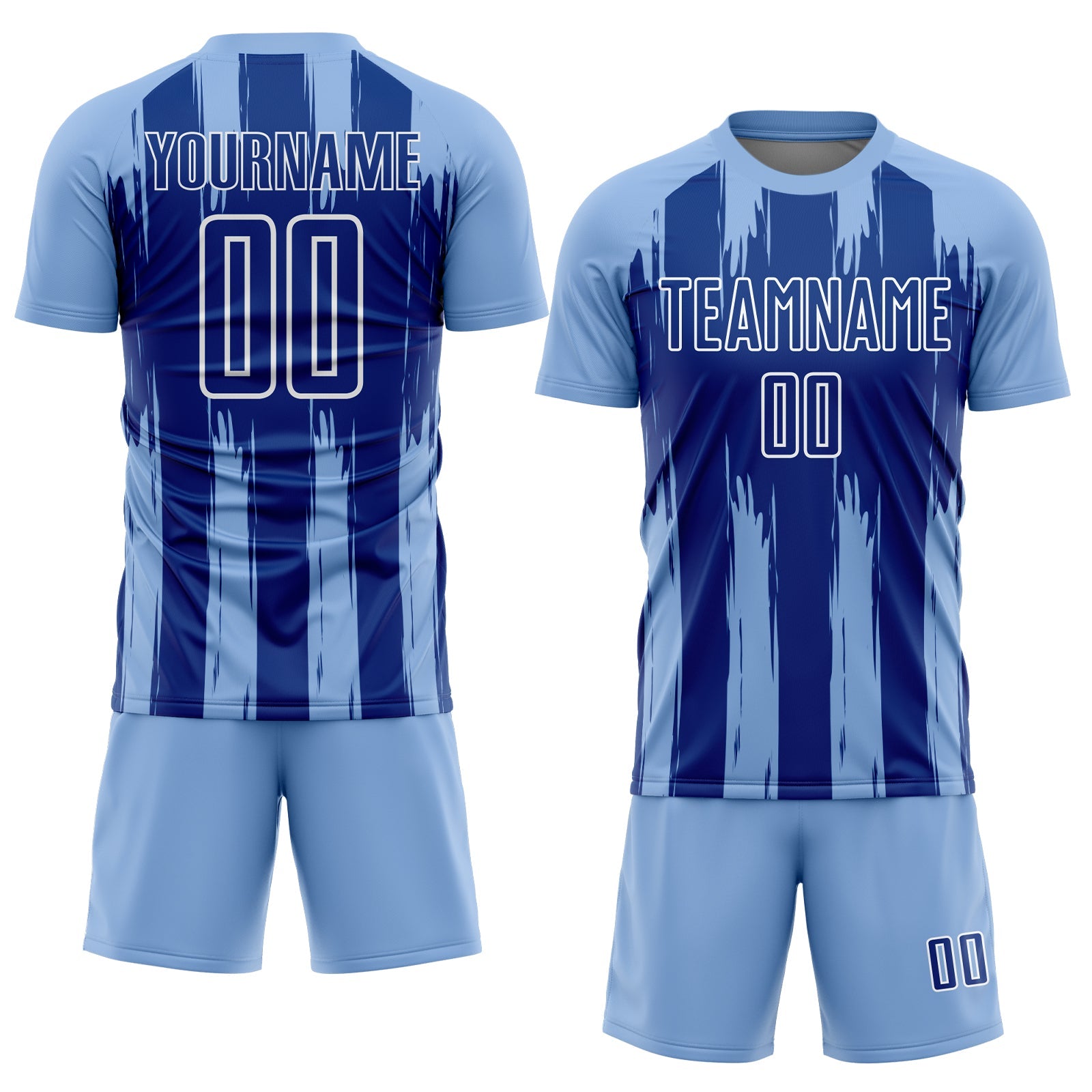Custom Light Blue Royal-White Abstract Stripes Sublimation Soccer Uniform Jersey - Sky-Custom