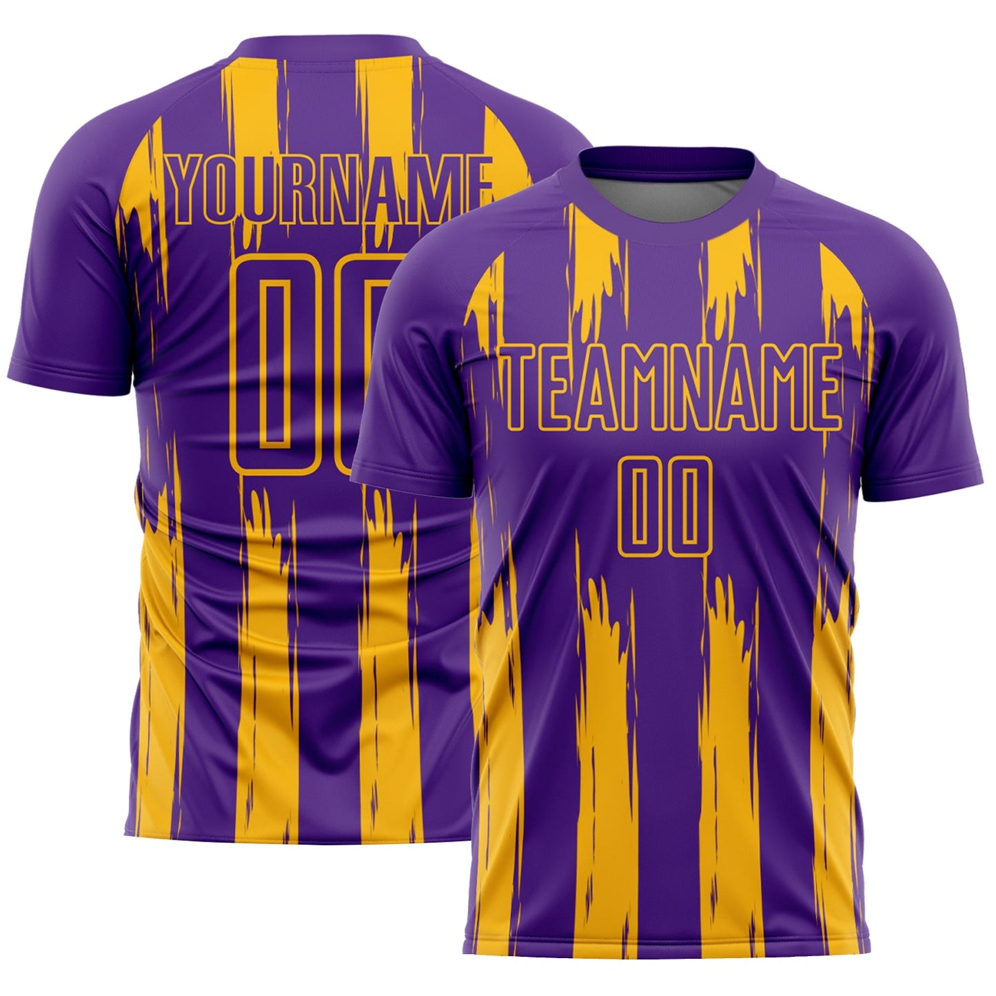Custom Purple Gold Abstract Stripes Sublimation Soccer Uniform Jersey - Sky-Custom