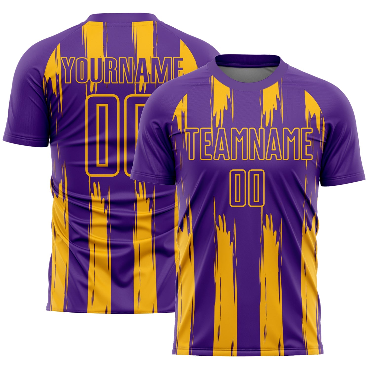 Custom Purple Gold Abstract Stripes Sublimation Soccer Uniform Jersey - Sky-Custom