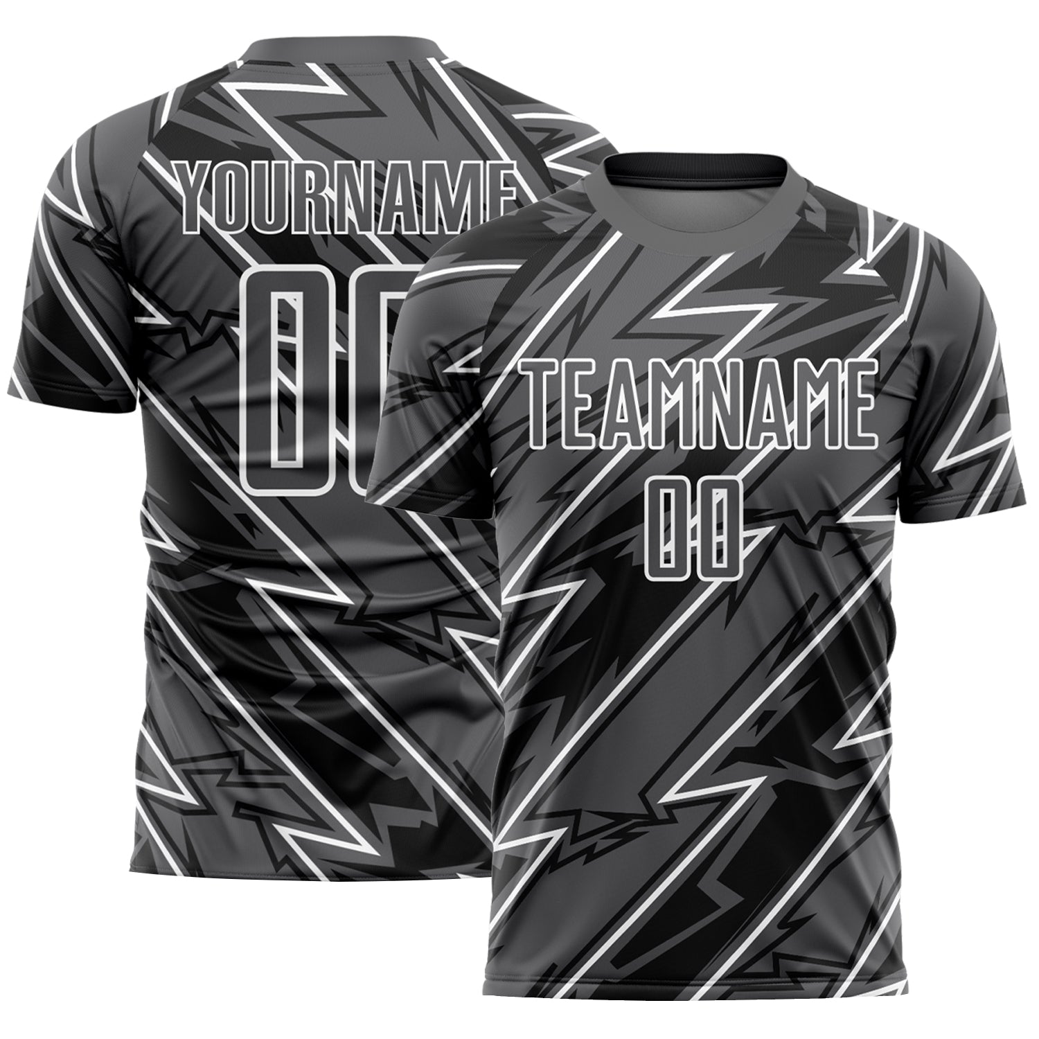 Custom Steel Gray White Lightning Sublimation Soccer Uniform Jersey - Sky-Custom