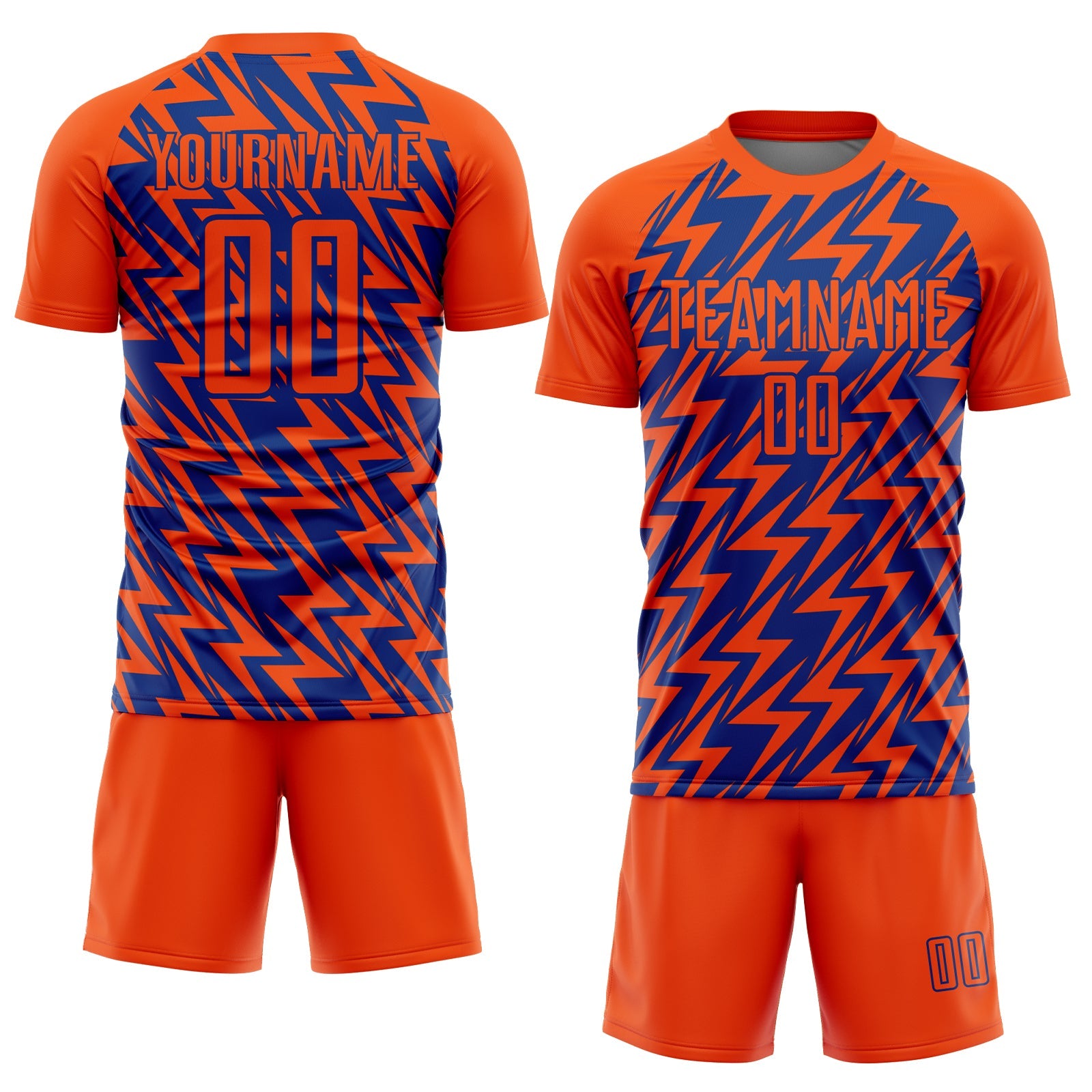 Custom Orange Royal Lightning Sublimation Soccer Uniform Jersey - Sky-Custom