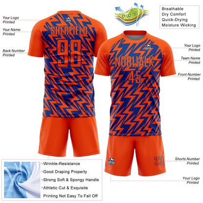 Custom Orange Royal Lightning Sublimation Soccer Uniform Jersey - Sky-Custom
