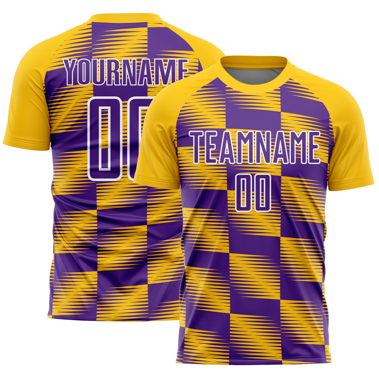 Custom Yellow Purple-White Lines Sublimation Soccer Uniform Jersey - Sky-Custom