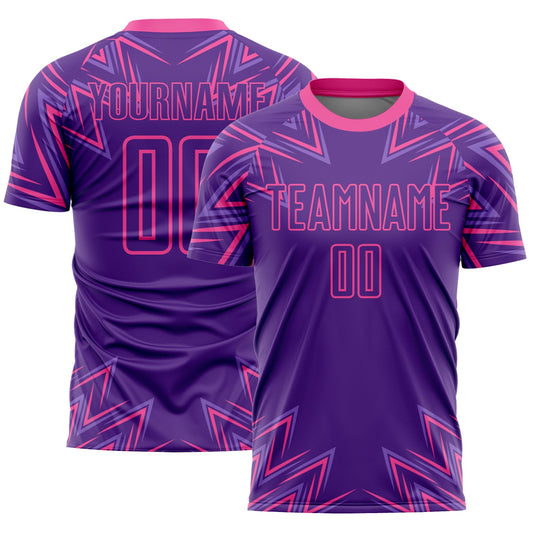 Custom Purple Pink Geometric Shapes Sublimation Soccer Uniform Jersey - Sky-Custom