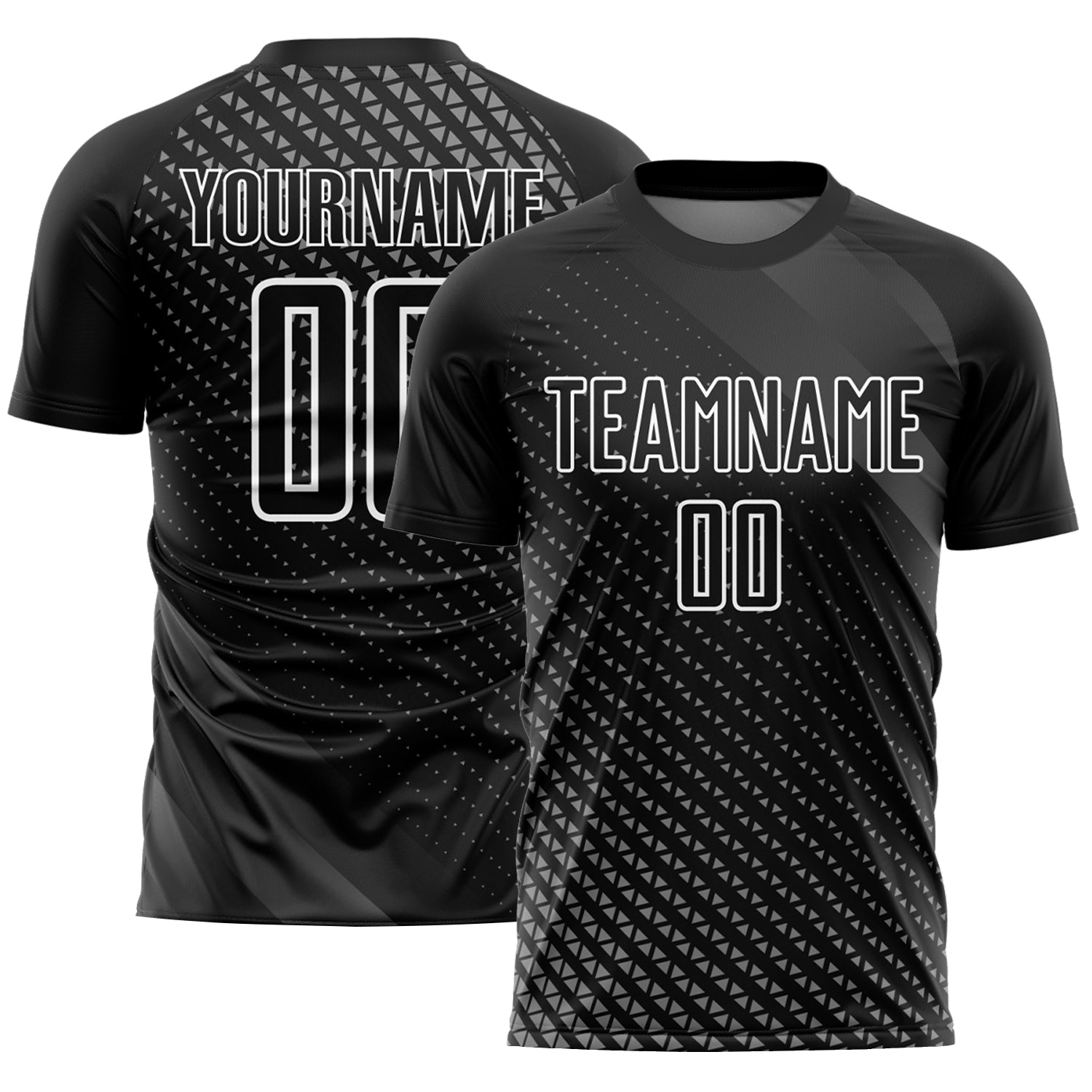 Custom Black White Geometric Shapes Sublimation Soccer Uniform Jersey - Sky-Custom