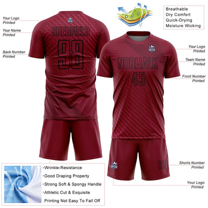 Custom Crimson Black Geometric Shapes Sublimation Soccer Uniform Jersey - Sky-Custom