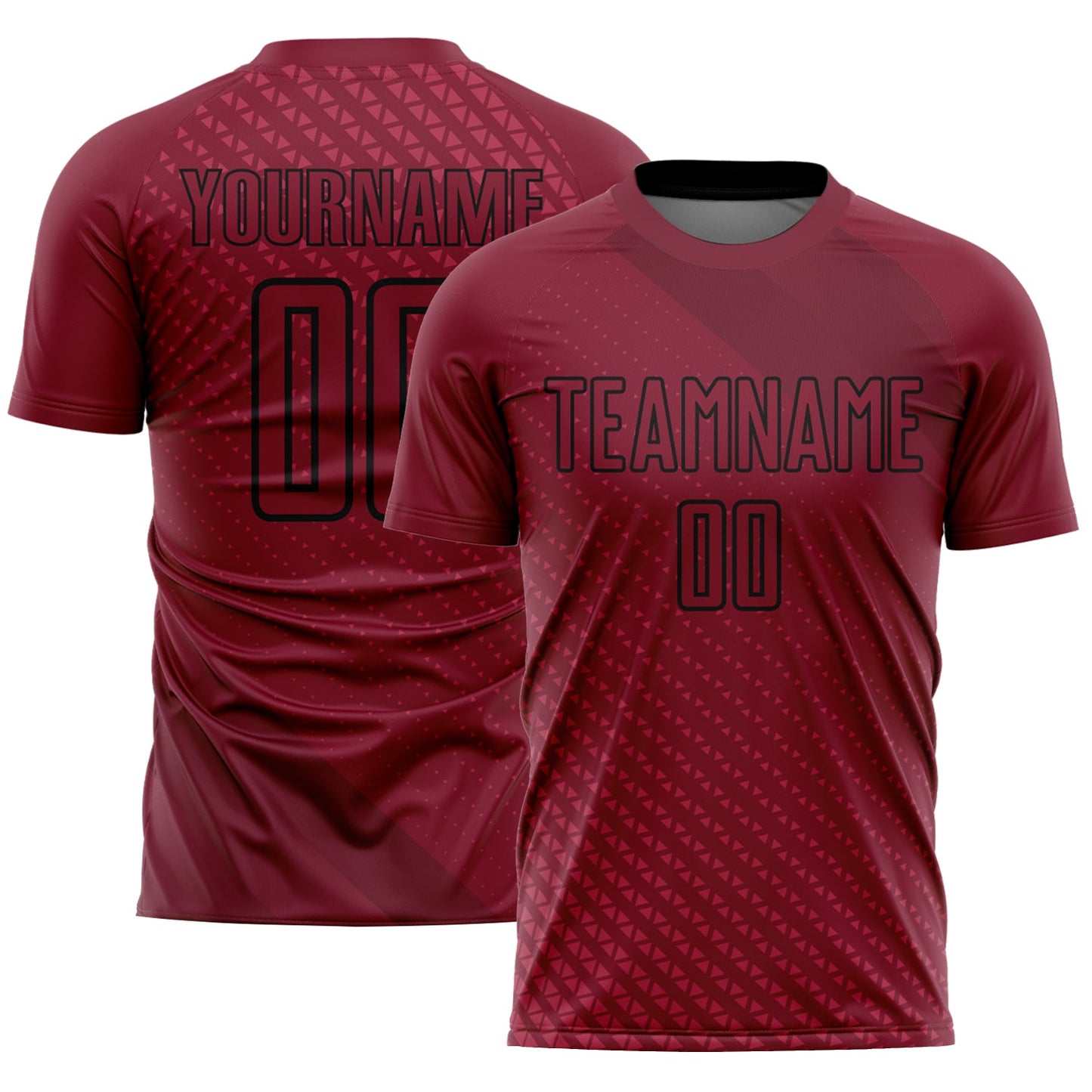 Custom Crimson Black Geometric Shapes Sublimation Soccer Uniform Jersey - Sky-Custom