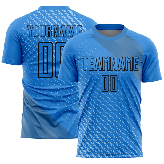 Custom Lakes Blue Black Geometric Shapes Sublimation Soccer Uniform Jersey - Sky-Custom