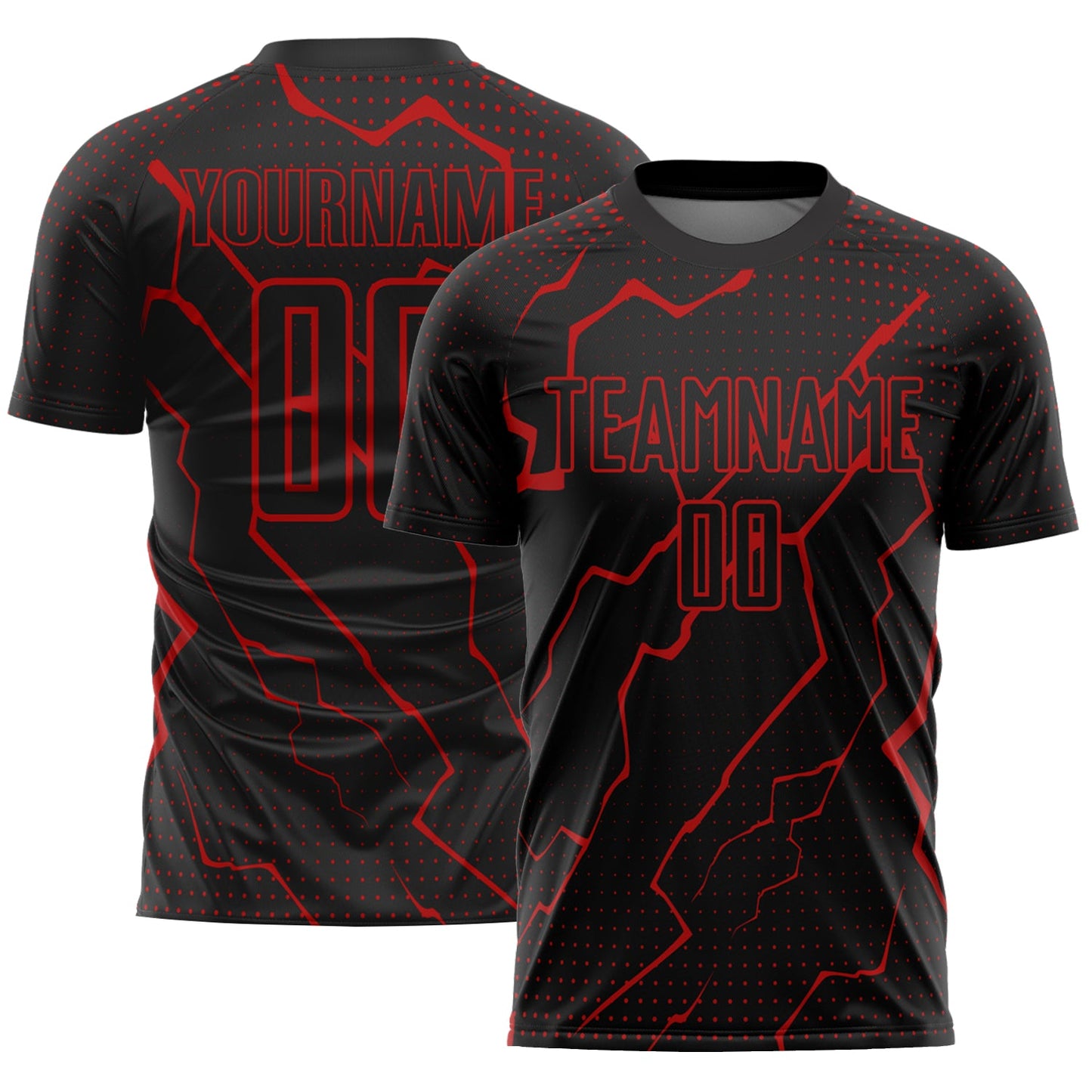 Custom Black Red Lightning Sublimation Soccer Uniform Jersey - Sky-Custom
