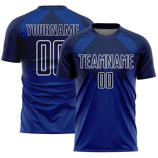 Custom Royal Navy-White Dripping Splatter Art Sublimation Soccer Uniform Jersey - Sky-Custom