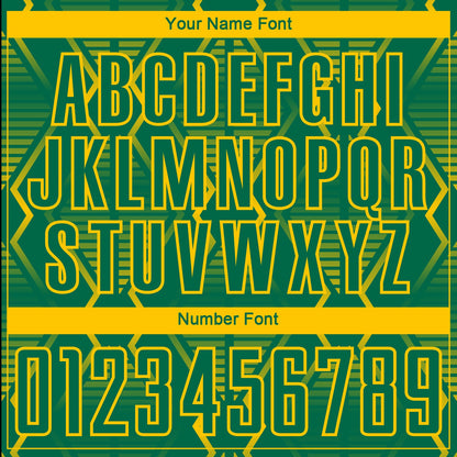 Custom Kelly Green Yellow Geometric Shapes Sublimation Soccer Uniform Jersey - Sky-Custom