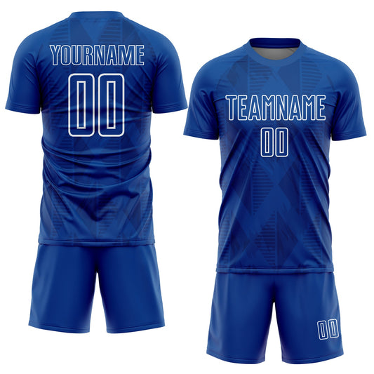 Custom Royal White Geometric Shapes Sublimation Soccer Uniform Jersey - Sky-Custom