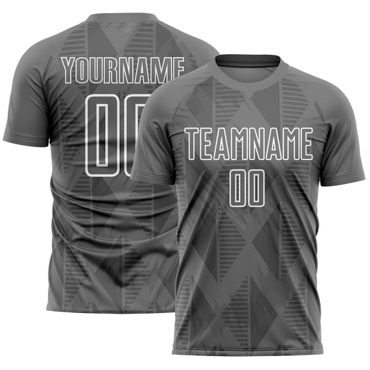 Custom Gray White Geometric Shapes Sublimation Soccer Uniform Jersey - Sky-Custom
