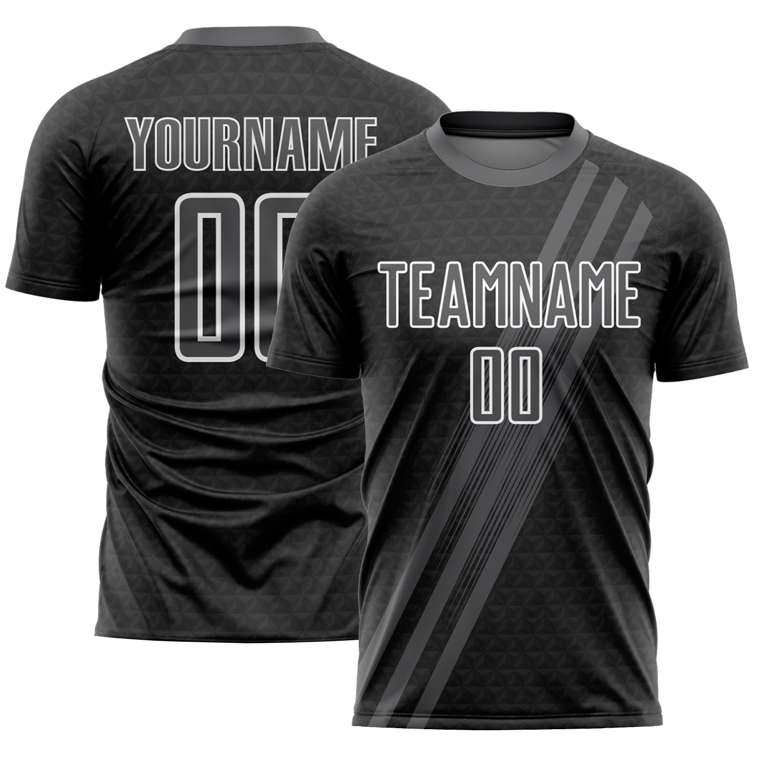 Custom Steel Gray White Diagonal Lines Sublimation Soccer Uniform Jersey - Sky-Custom