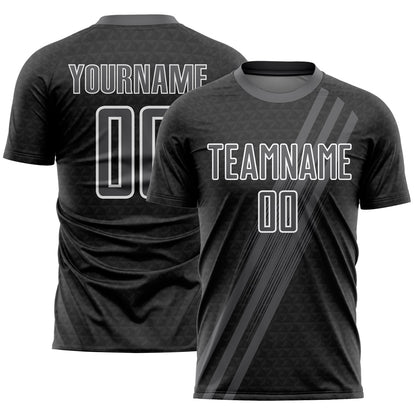 Custom Steel Gray White Diagonal Lines Sublimation Soccer Uniform Jersey - Sky-Custom