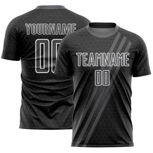 Custom Steel Gray White Diagonal Lines Sublimation Soccer Uniform Jersey - Sky-Custom